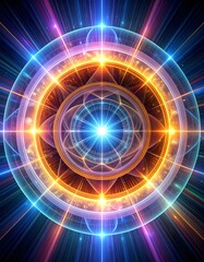 A stunning display of vibrant light patterns forming a mesmerizing abstract design with radiant colors.