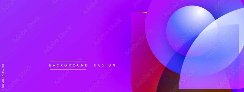 Aufkleber vibrant purple gradient background. overlapping shapes create modern abstract design. text reads bac