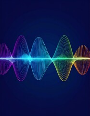 Colorful sound wave graphic representing audio frequencies and musical vibrations in a modern design.