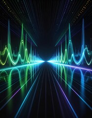 Dynamic visualization of sound waves in vibrant colors representing music and audio technology.