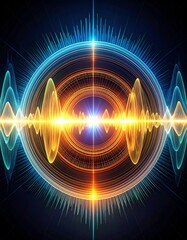 Abstract sound wave visualization in vibrant colors, representing energy and modern audio design.