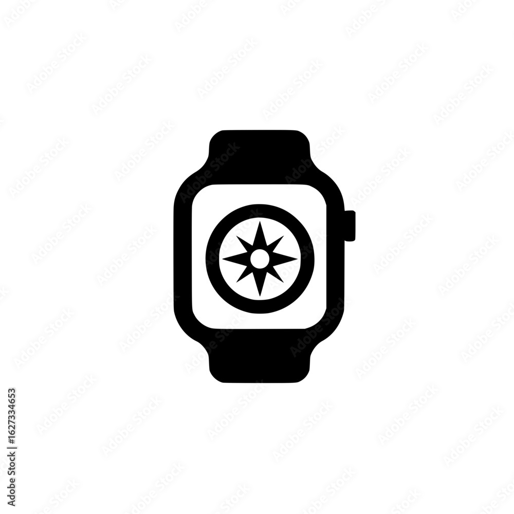Poster smartwatch with compass icon display modern wearable navigation device