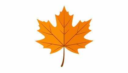 Fototapeta premium Stylized orange autumn maple leaf illustration with pointed lobes and dark veins.