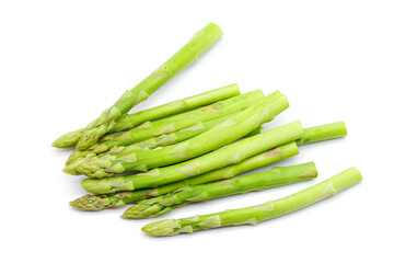 Fresh green asparagus isolated on white background.
