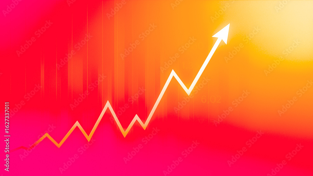 Aufkleber financial growth visualization: an upward trending white arrow charts a path of growth and progress 