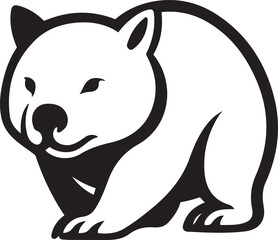 Wombat silhouette icon stylized vector, Marsupial black and white logo art