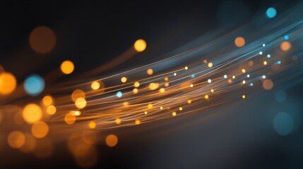 Futuristic glowing fiber optic background with light trails