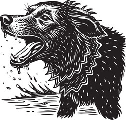 Black and white tribal style vector illustration of a wolf head