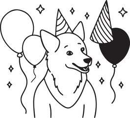 Happy brown puppy dog with a bone vector cartoon illustration