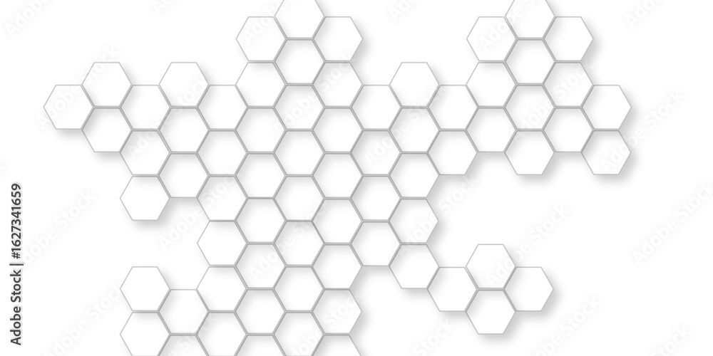 Aufkleber hexagonal grid tile and mosaic structure mess cell, lustration of outlined hexagons arranged in a ho