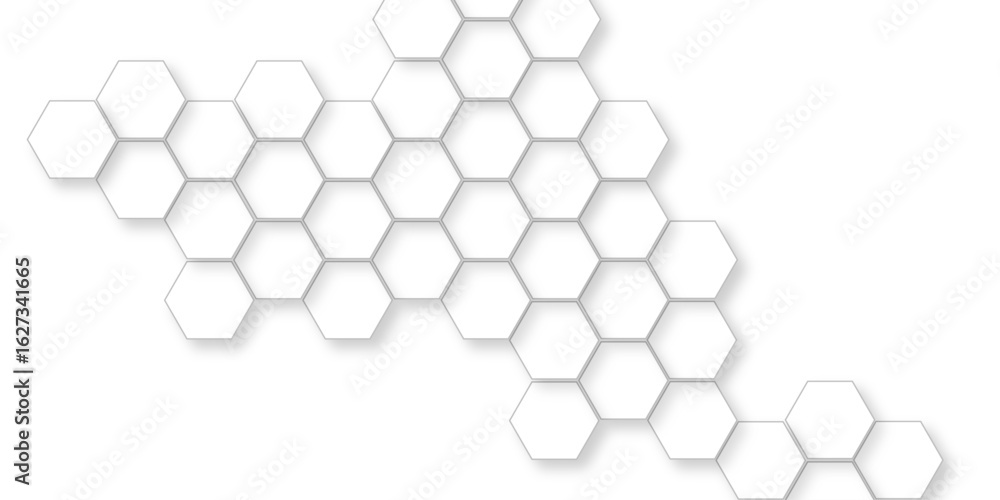 Aufkleber hexagonal grid tile and mosaic structure mess cell, lustration of outlined hexagons arranged in a ho