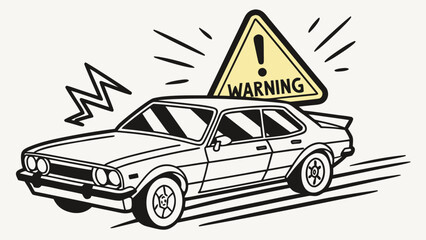 Fototapeta premium Vector Car Collision Icons – Crash Warning Signs and Impact Illustrations