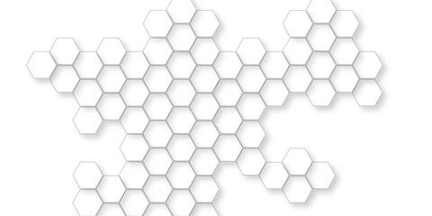 Hexagonal grid tile and mosaic structure mess cell, lustration of outlined hexagons arranged in a honeycomb pattern, shiny black background ideas for your design banners.