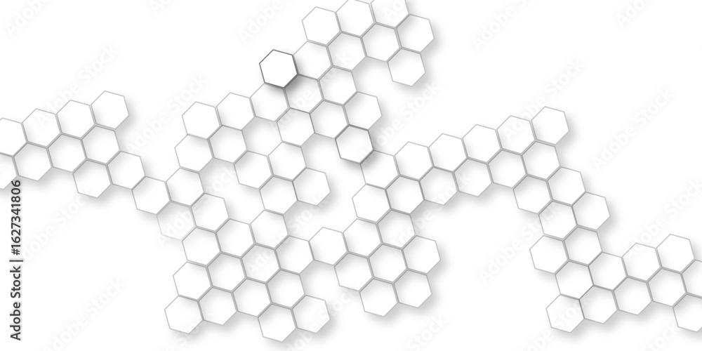 Aufkleber hexagonal grid tile and mosaic structure mess cell, lustration of outlined hexagons arranged in a ho