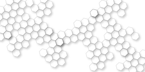 Hexagonal grid tile and mosaic structure mess cell, lustration of outlined hexagons arranged in a honeycomb pattern, shiny black background ideas for your design banners.