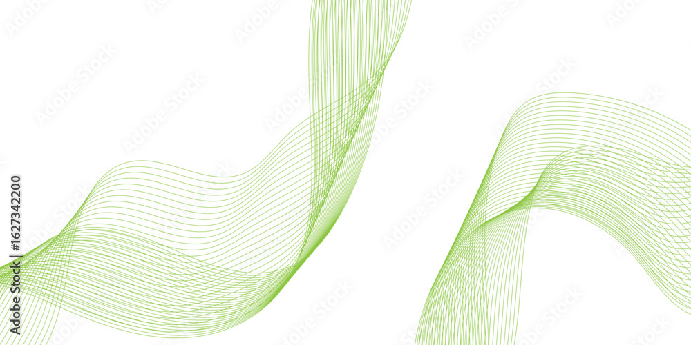 Aufkleber abstract background with green wave lines, abstract green wave design on white background, green wav