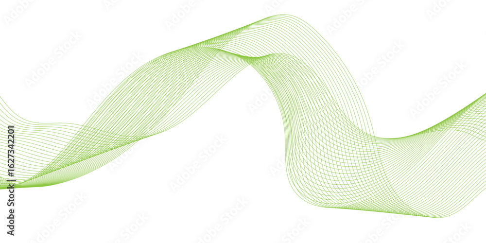 Aufkleber abstract background with green wave lines, abstract green wave design on white background, green wav