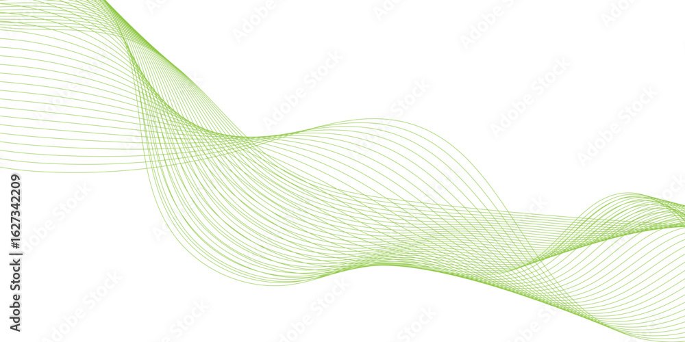 Aufkleber abstract background with green wave lines, abstract green wave design on white background, green wav