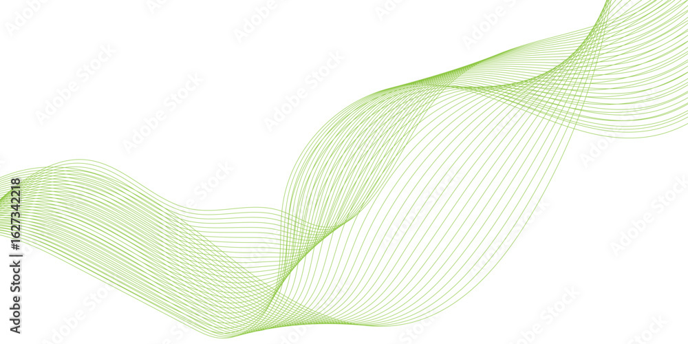 Aufkleber abstract background with green wave lines, abstract green wave design on white background, green wav