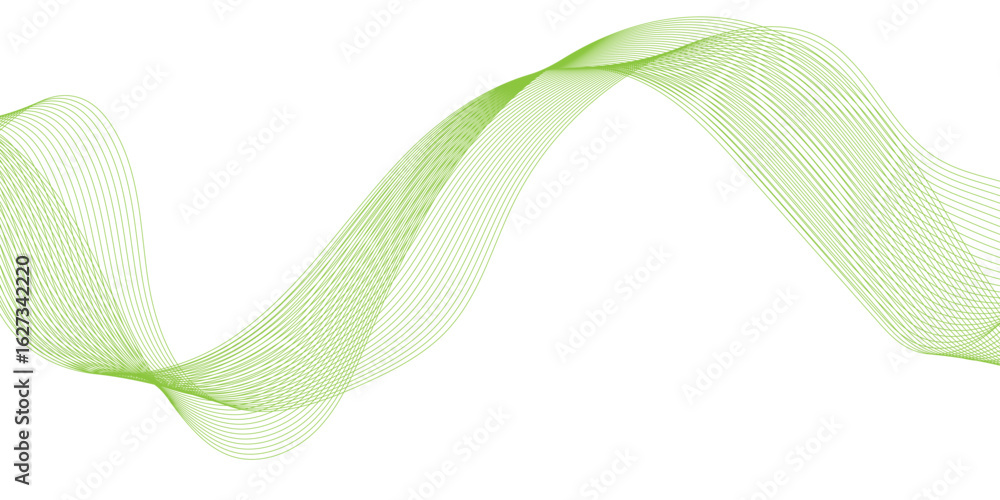 Aufkleber abstract background with green wave lines, abstract green wave design on white background, green wav