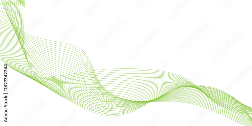 Aufkleber abstract background with green wave lines, abstract green wave design on white background, green wav