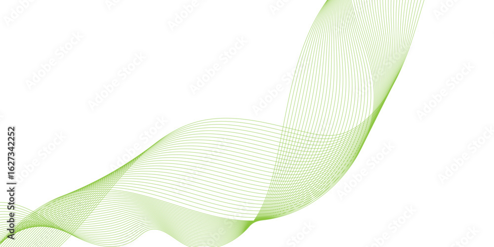 Aufkleber abstract background with green wave lines, abstract green wave design on white background, green wav