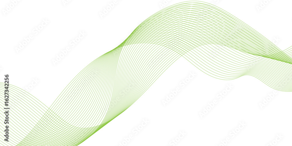 Aufkleber abstract background with green wave lines, abstract green wave design on white background, green wav