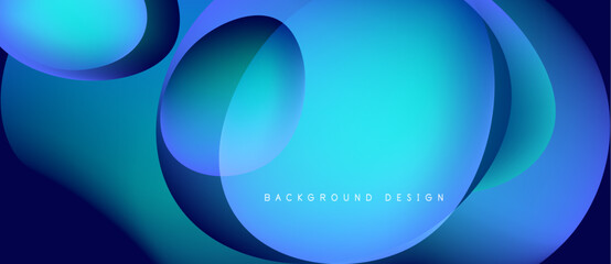 Abstract blue layers create flowing shapes. Gradient colors suggest depth, modern design, smooth transitions. Background features text background design.