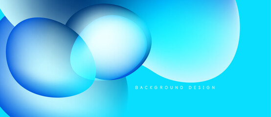 Abstract blue background features overlapping circles, gradients, smooth shapes. Modern design element for digital projects.
