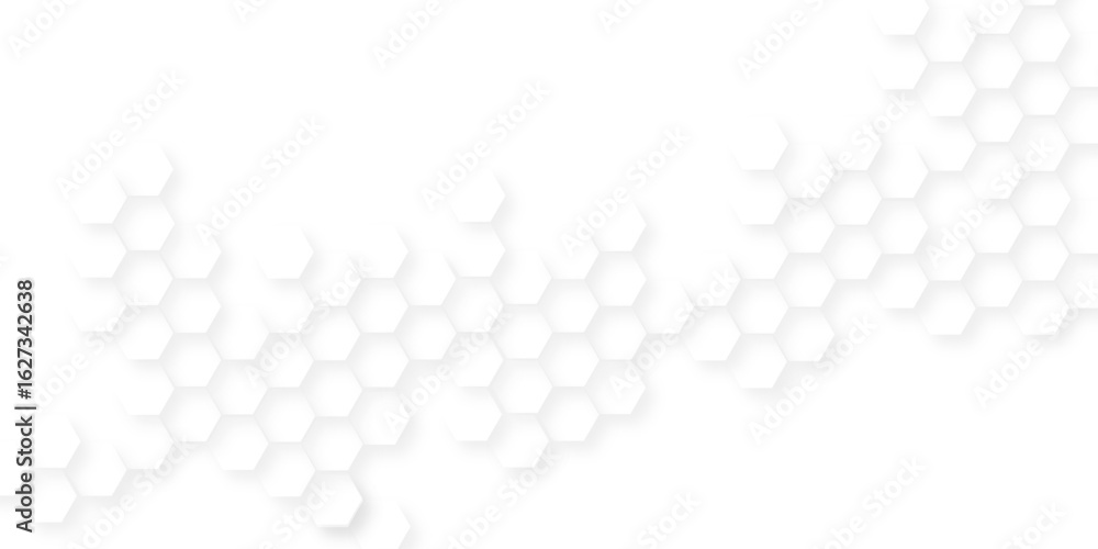 Aufkleber abstract white vector wallpaper with hexagon grid, honeycomb white mosaic cell web ,light and shadow