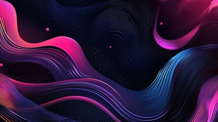 Creative black vector poster design for a night party, featuring glowing rings, abstract waves, and bold typography