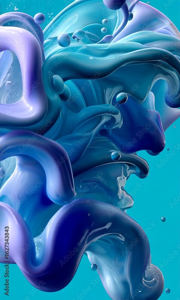 Poster mesmerizing fluid movement colorful swirls of blue and purple in water create abstract display of vi
