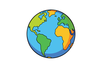 Colorful continents globe icon on white background