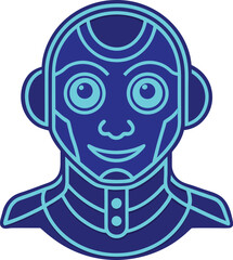 Friendly Robot Avatar: Blue Neon Outline, Futuristic, Happy Expression, Digital Art