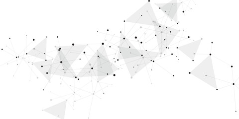 Abstract geometric background with connecting dots and lines with low poly triangle shapes. Polygonal Mesh Background Vector design digital technology concept Global network connection data structure. © Kainat 