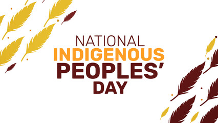 National Indigenous Peoples’ Day Celebration Banner with Colorful Feathers on White Background