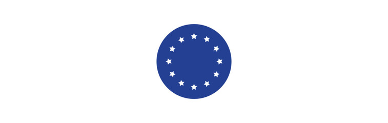 symbol of European Union. Vector illustration of the official blue banner with twelve yellow stars. Politics, unity, and Europe community emblem design.