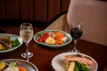 Chicken Breast With Mash And Glass Of Wine