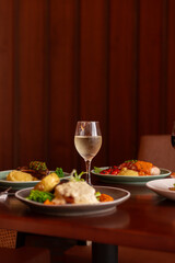 Chicken Breast With Mash And Glass Of Wine
