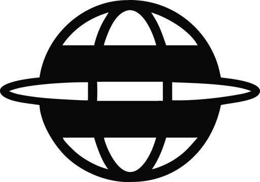 Flat earth globe icon with latitude and longitude lines