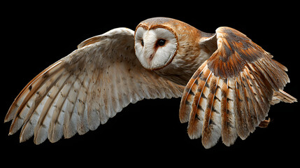 With each sweep of its gentle wings, the barn owl moves through the night air, a ghostly figure of grace and mystery, embodying the silent ballet of nature's aerial dance.