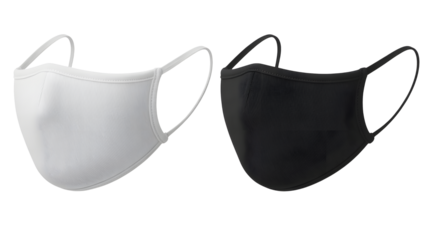 Modern white and black protective face masks, essential for health and safety