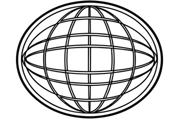 Flat earth globe icon with longitude and latitude lines