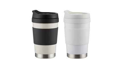 Stylish travel mugs, perfect for coffee on the go, modern design & vibrant colors