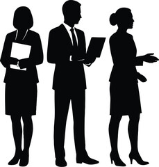 Silhouette business people standing vector.eps