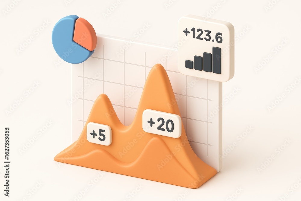 Poster Financial Data Visualization: An abstract digital render of an insightful data visualization, showcasing growth.