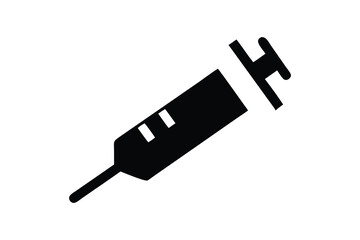 Black syringe icon isolated on white background
