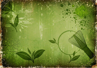 Matcha-themed green grunge background