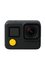 Compact Action Camera with Yellow Button and Digital Display for Extreme Sports and Outdoor Adventures