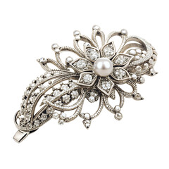 Traditional  platinum stone and gorgeous hair Clip with  isolated on transparent background